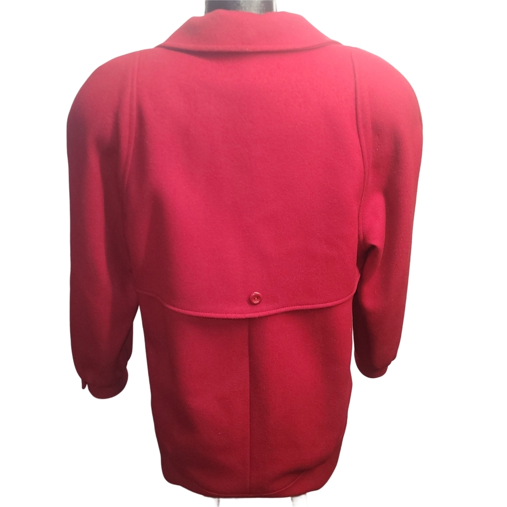 Marks and Spencer Vintage 90's Red 100% Virgin Wool Mid-length Coat Size 10 - Picture 7 of 9